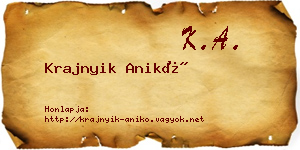Krajnyik Anikó névjegykártya